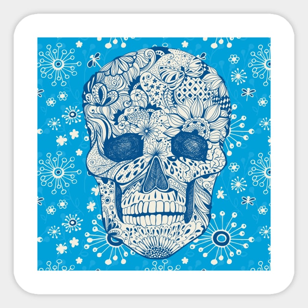 Floral skull Sticker by katerinamk